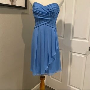 David’s Bridal Bridesmaid  Baby Blue Sweetheart Pleated Ruffle Dress 6 Holiday
